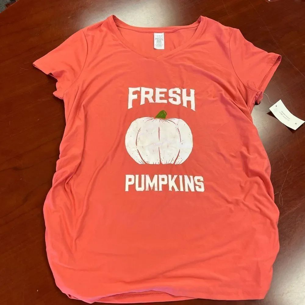 Time & True Maternity Fresh Pumpkins Maternity T-Shirt sz XL